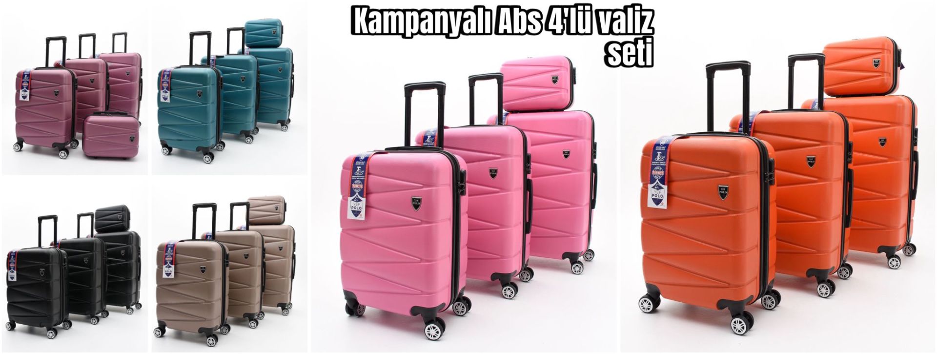 abs ultra güçlü 4'lü makyajlı valiz seti havuç model