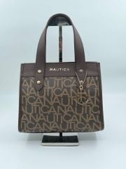 NAUTICA YENİ SEZON İTHAL DERİ MONOGRAM DESEN EL OMUZ ÇAPRAZ MODEL